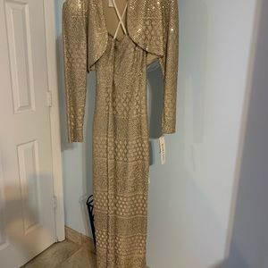 Bari Jay gold special occasion dress, size 8